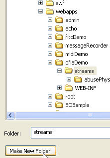Then to "streams". Click Make New Folder. Then to "streams". Click Make New Folder.